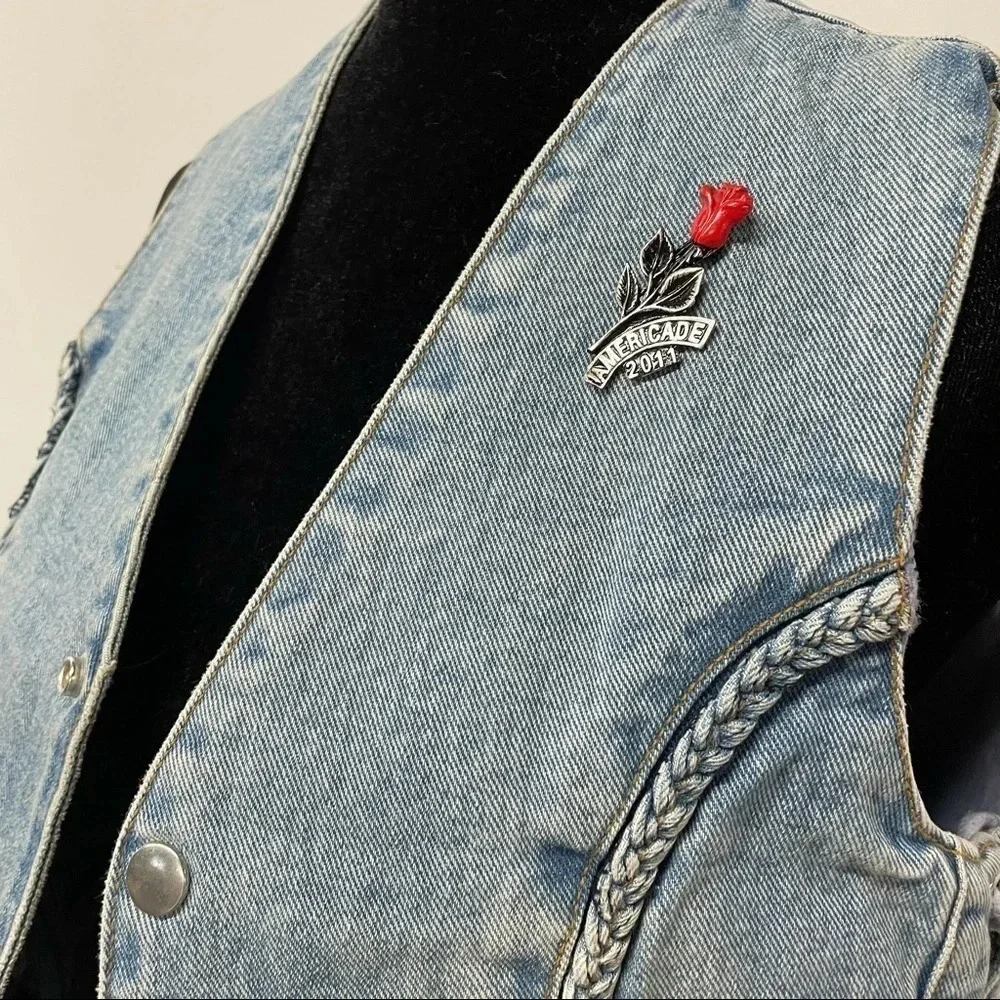 USA Bikers Dream Apparel Jean Vest Medium Honda Eagle on the back - Picture 2 of 16